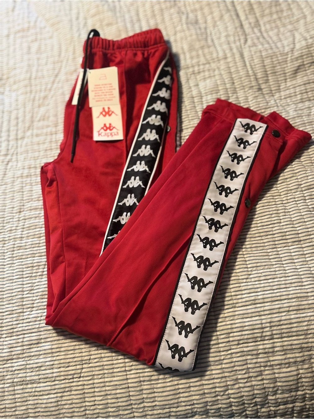 Kappa Red Joggers with Logo Tape M